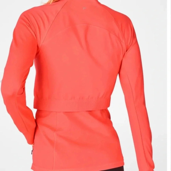 Fabletics The Trinity Performance Jacket in Orange Hidden Pocket Size Small - Picture 2 of 15